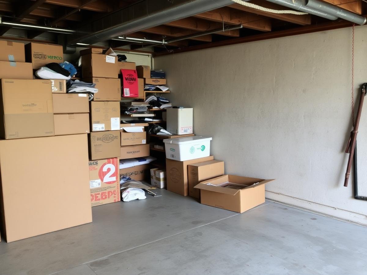 Basement being cleared of old storage boxes and clutter